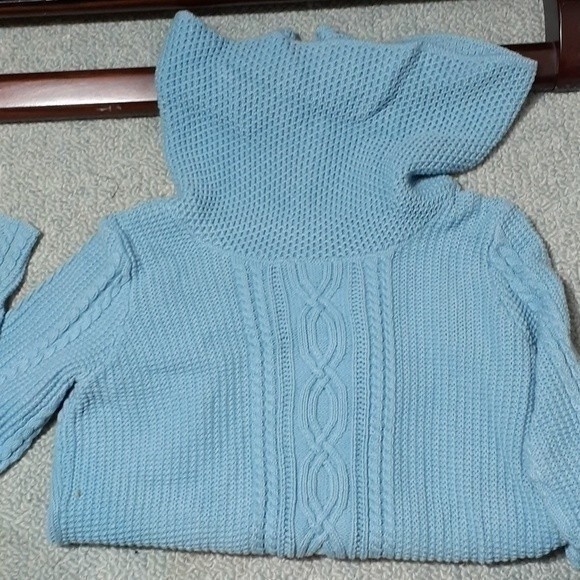 jeanne pierre Cotton sweater blue cowl turtleneck m medium top vintage - Picture 2 of 6